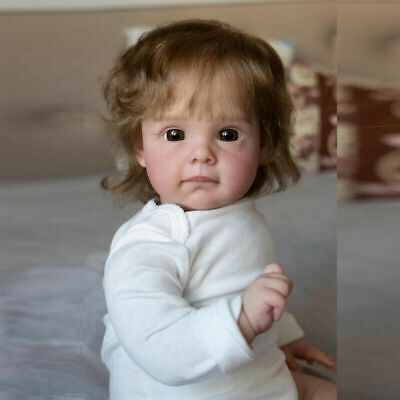 24" bambole reborn baby vinile in silicone Bambino Bambini radicato Capelli Ragazze Bambola regali