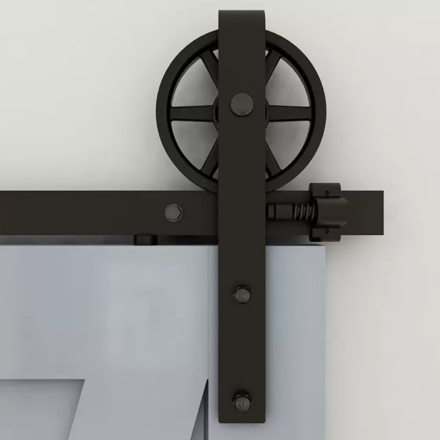 Steel Sliding Barn Door Hardware Kit 4FT/5FT/6FT/6.6FT/8FT for Single Wood Door