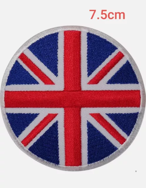 Round UK Flag Embroidered Iron / Sew On Patch Union Jack British T Shirt Badge