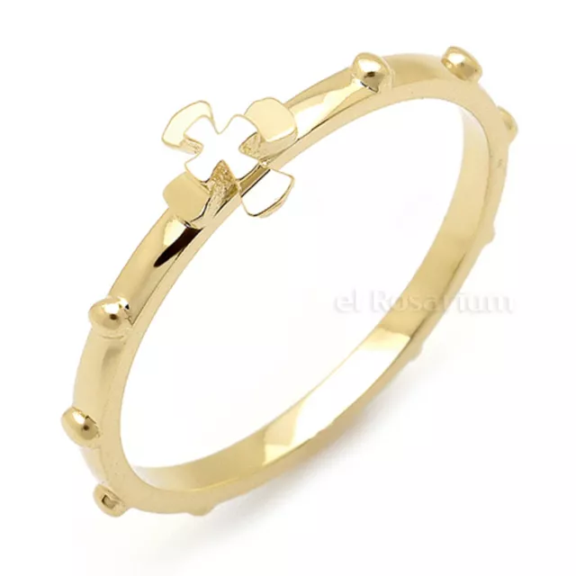Rosary Ring PR77-52 10K Real Solid Gold Catholic Christia Ring (US 4 ~ 11)