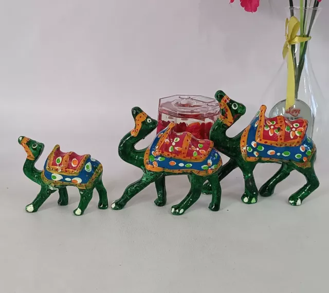 Juego de 3 piezas de exhibición de camellos en miniatura de artesanía de... 2