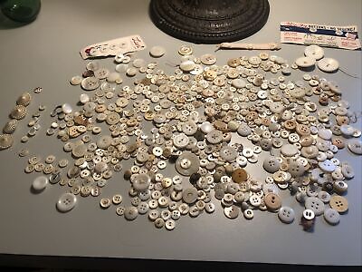 700 Vintage MOP Pearl Shell Buttons: Carved White, Abalone & More