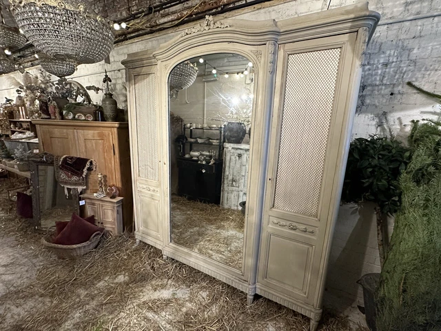 French Antique Original Paint Triple Armoire