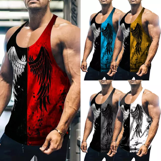 Uomo Allenamento Canotta Top Palestra Atletico SPORTS Fitness Muscolo Camicie
