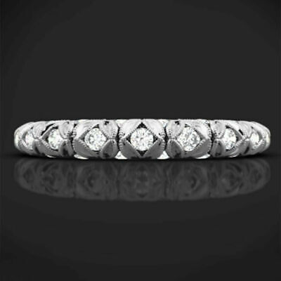 Véritable Diamant Rond Coupe 0.30 CT 950 Platine Mariage Alliance Taille 5 6 7 8 