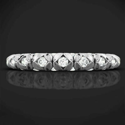 Véritable Diamant Rond Coupe 0.30 CT 950 Platine Mariage Alliance Taille 5 6 7 8 