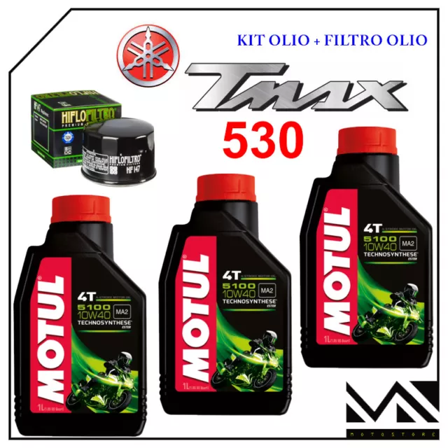 Kit Tagliando Yamaha T-Max Tmax 530 2012 3 Litri Olio Motul 5100 10W40 + Filtro