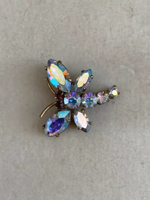 Vintage French Designer Insect Brooch, Dragonfly - 2.5cm - Crystals