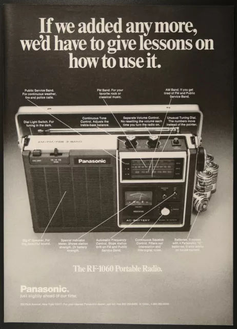 Panasonic RF 1060 Portable Radio AM FM Public Service Band Vintage Print Ad 1973