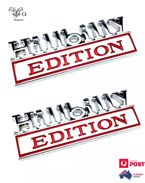 3D HILLBILLY EDITION Emblem Badge Sticker For Car Truck Silver/Red x 2PCS