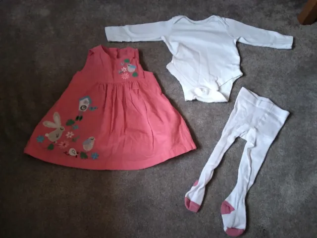 Baby Girls Dress Long Sleeve White Vest Top 3-6 Months Used
