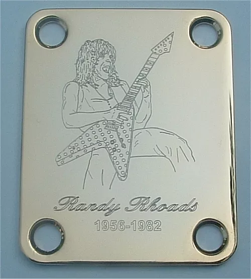 GUITAR NECK PLATE Custom Engraved Etched - RANDY RHOADS Ozzy - GOLD