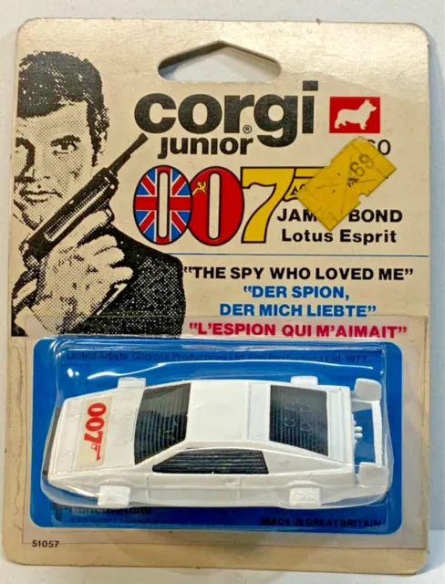 1976 Corgi Junior James Bond Lotus Esprit Car The Spy Who Loved Me Die Cast 1:64