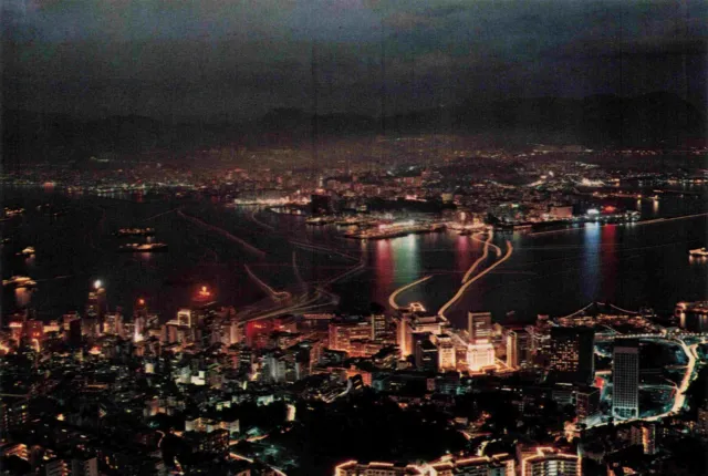 Night Scene Hong Kong Postcard Vtg #18