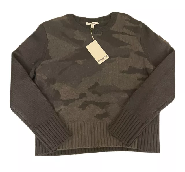 NWT Splendid Mally Camo Sweater Size S Wool Cashmere Blend