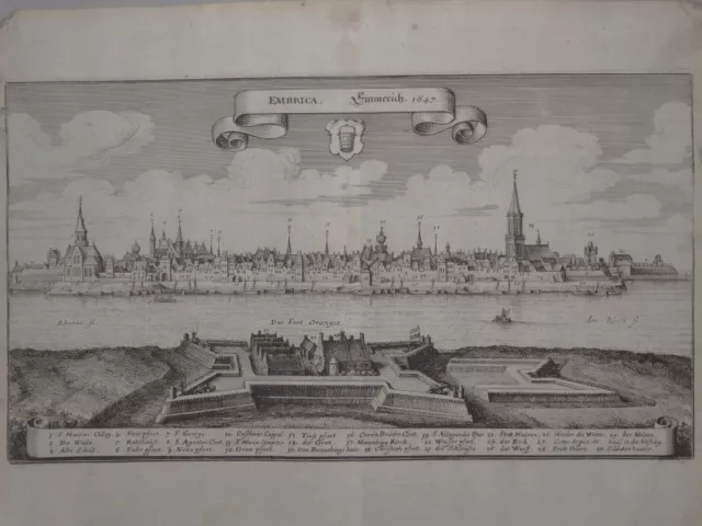 Embrica - Emmerich am Rhein - Ansicht NRW Topographia Merian - Kupferstich 1647