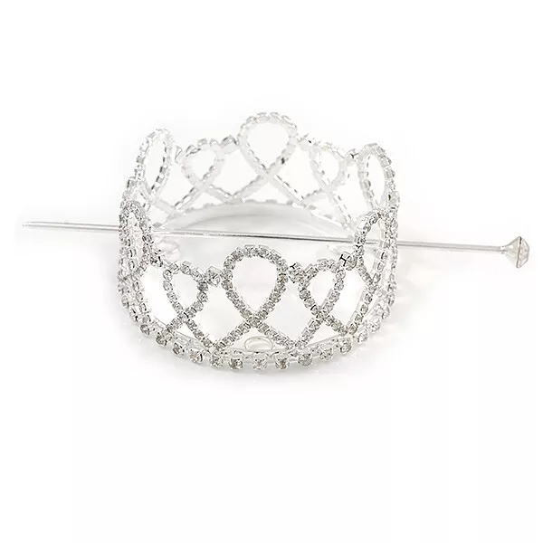 Statement Vollrunde Klar Kristall Königin Krone Strass Braut Tiara Festzug