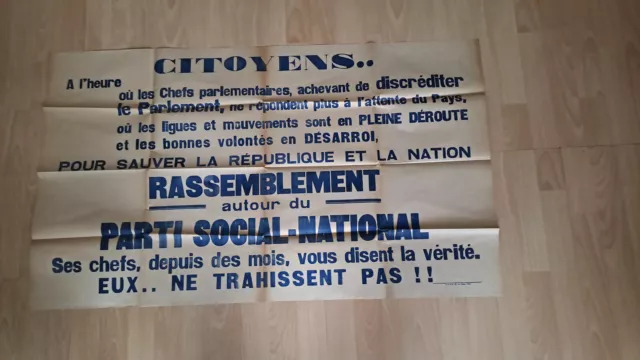 Ancienne Affiche Originale  Propagande 1920/1930  Parti Social National