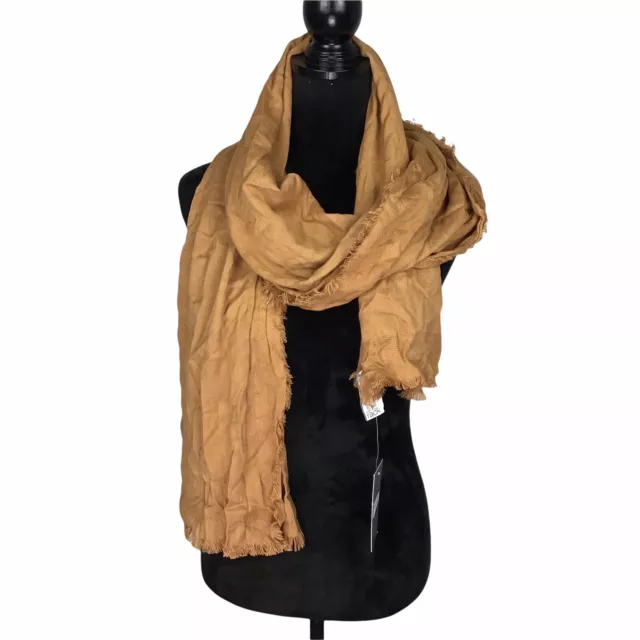 Nordstrom Tan Lion Rayon Scarf Wrap Nomad One Size Fringe Hem Shawl