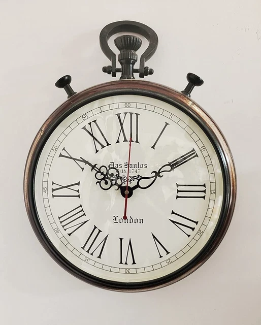 Reloj de pared romano de estilo antiguo único hecho a mano de 15 ",...