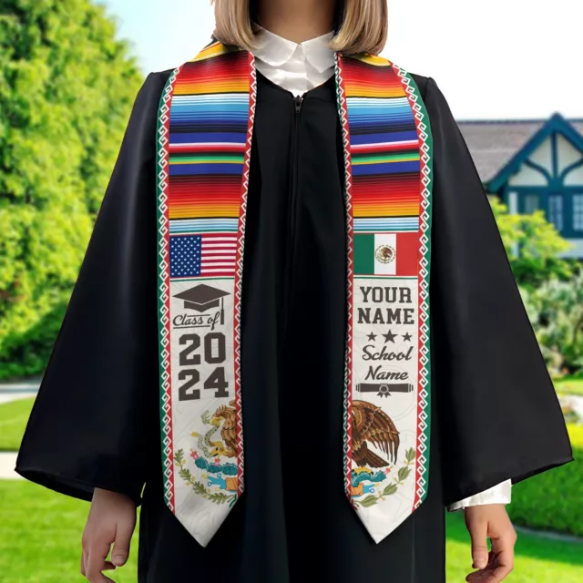 Personalized Mexican Stole, Custom Mexican Graduation Stole, Mexican Graduation