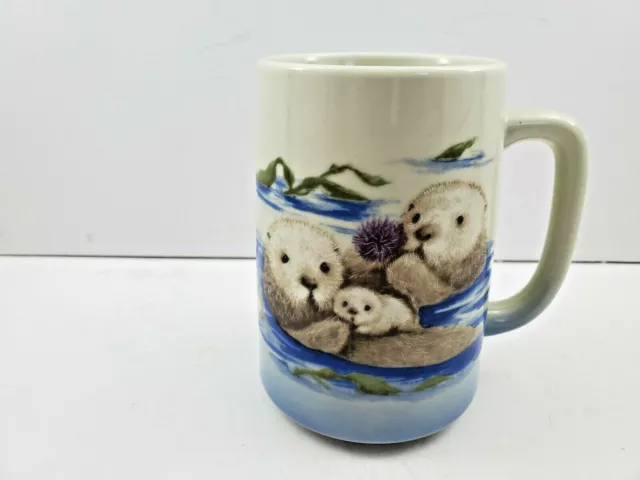 VINTAGE Otagiri Sea Otter Family w/ Sea Urchin Japan Tea Cup Coffee Mug Otters