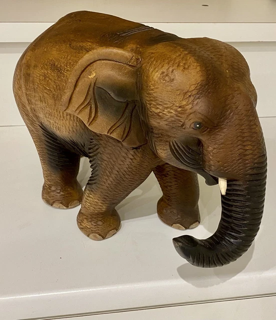 Tête D'éléphant Sculpture Murale Bois Massif - Déco Afrique