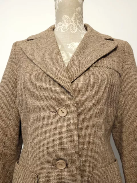 Womens Vintage Blazer Size 10 12 Wool Tweed Knit 70s 80s Fitted 2
