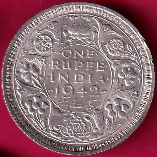 India Británica 1942 Bombay Como Nueva George Vi Una Rupia Hermosa Moneda De Plata #Ir44