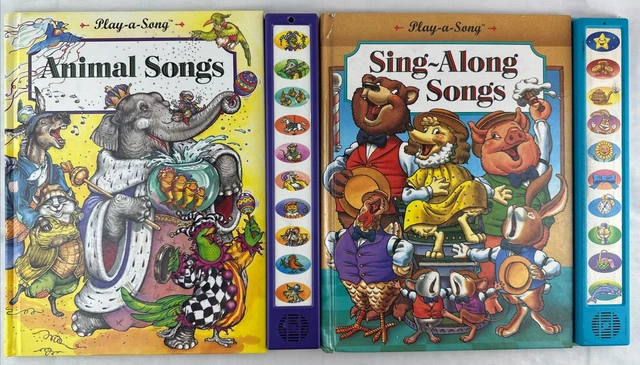 2 VINTAGE PLAY-A-SONG Books Animal Songs & Sing Along Children's Works ...