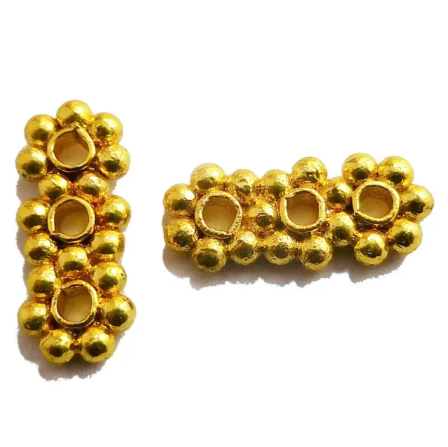 110 Pcs 5X12Mm Daisy Spacer Bar 3 Holes 18K Gold Plated