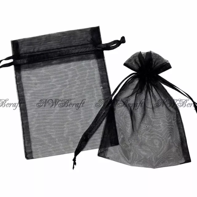 Black Organza Gift Favour Bags Wedding Jewellery Drawstring Pouches