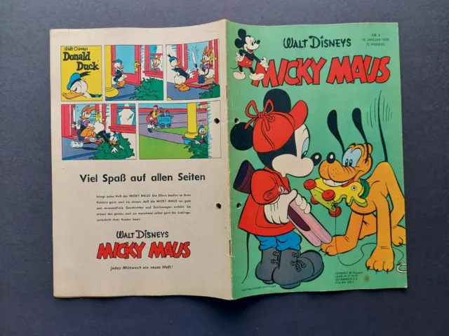 RARITÄT - ORIGINAL WALT DISNEY - MICKY MAUS Heft NR. 2 / 1958 (gelocht)