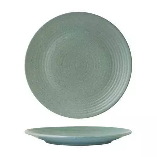 6x Round Coupe Plate Ribbed 265mm Zuma 'Mint' Green Commercial Crockery Cafe