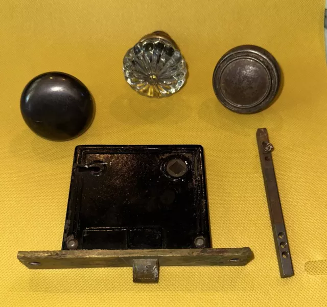 Vintage Brass/Glass/Steel Door Knob/Lockset Lot