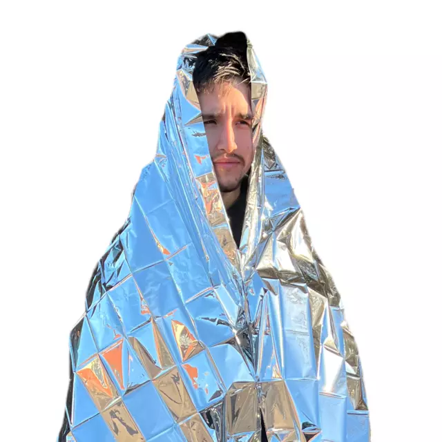 LARGE 2m EMERGENCY THERMAL FOIL SPACE BLANKET Waterproof Rescue Survival Camping