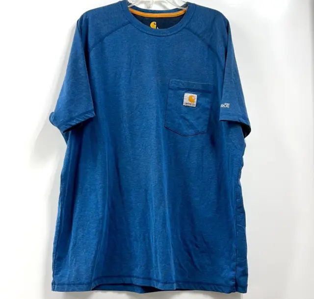CARHARTT MEN'S BLUE Relaxed Fit Short Sleeve Crew Neck Pullover T-Shirt ...