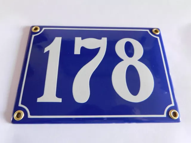 Antique French Blue  Genuine Enamel Porcelain House Door Number Sign / Plate 178
