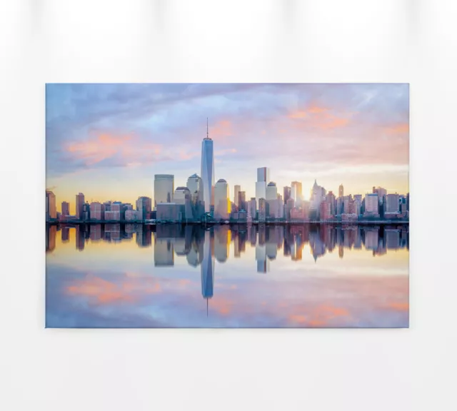 New York Paisaje Urbano Foto en Lienzo Azul Gris 90x60 DD120326 Mural América