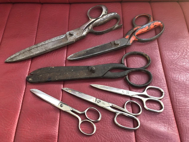 6 ALTE SCHEREN Werkzeug Schneider Schere groß Solingen Derby PAS ...