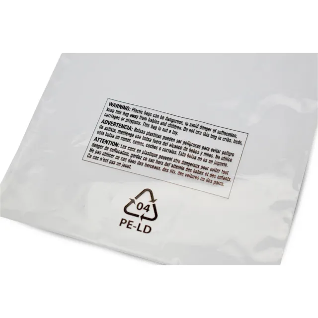 100 Self Seal 12 x 18 Clear Poly Plastic Bags Suffocation Warning Shirt Apparel