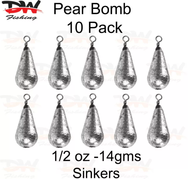 Pear Bomb Sinkers Handy 10 Sinker pack, 1/2 Oz  Snapper sinker
