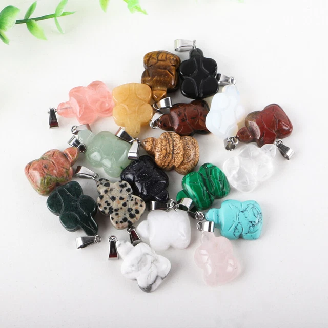 Natural stone turtle pendant healing crystal reiki gemstone jewelry making 15pcs