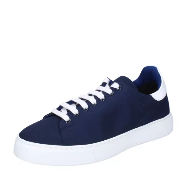 Chaussures Hommes N°21 40 Ue Baskets Bleu Tissu Blanc Cuir BF345-40