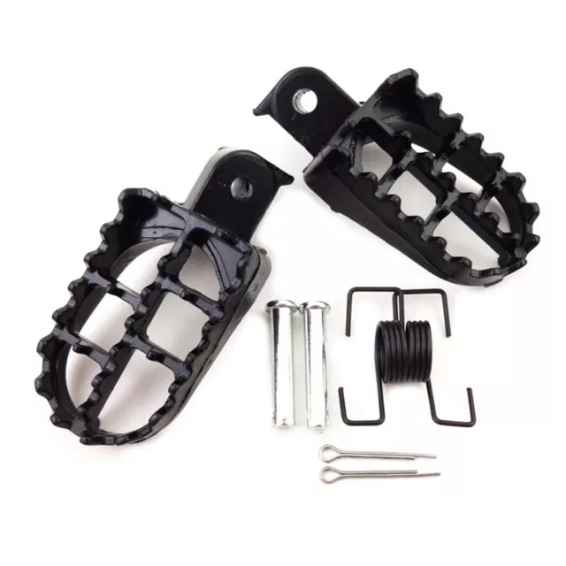 Coppia Universale CNC Metallo Off-Road Moto Pedane Pedali Poggiapiedi W/ Molla