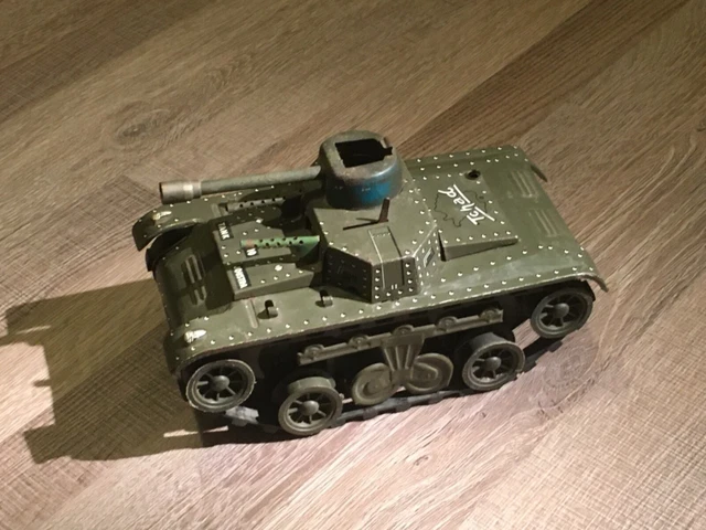 Jouet Ancien Char Militaire En Tôle Lithographiée - Mechanical Toy Gama Battle Tank - Années 1950