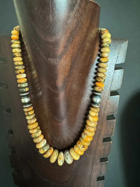 Steeling silver bumblebee jasper graduated bead necklace