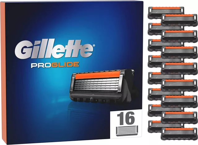 Pack 16 Lames GILLETTE "PROGLIDE" Recharge de Rasoir Fusion 5 Gilette Pro Glide