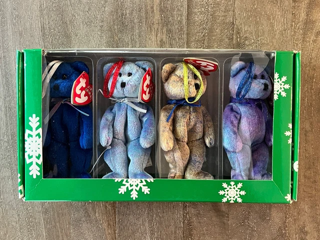 2001 Ty Jingle Beanies Collection  Set Of 4 Clubby Edition Bears Ornaments