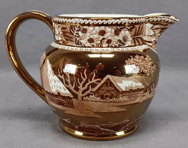 Wedgwood Fallow Deer Brown Transferware Copper Luster 4 1/8 Inch Creamer / Jug